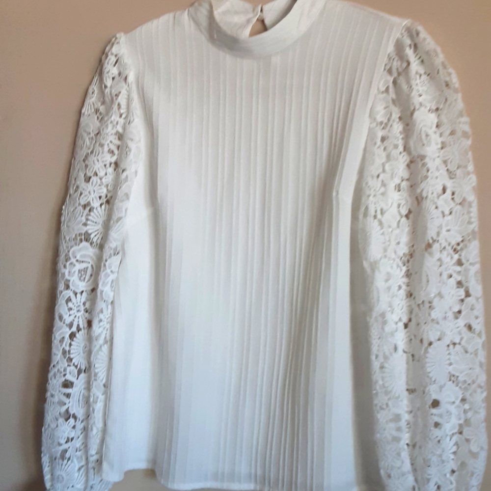 Shein Lace Brocade Sleeve Blouse